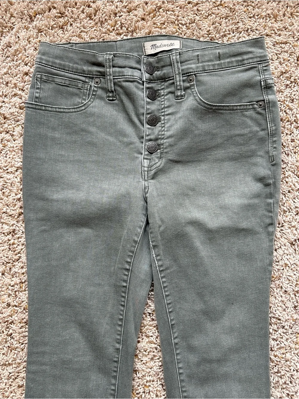 Madewell 9” High Rise Skinny Green Sz 27P